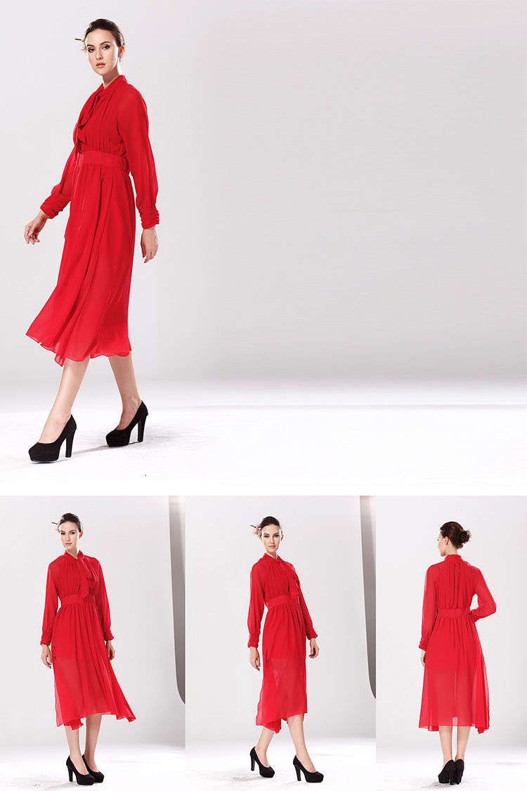 WD5092 Stylish Chiffon Dress Red