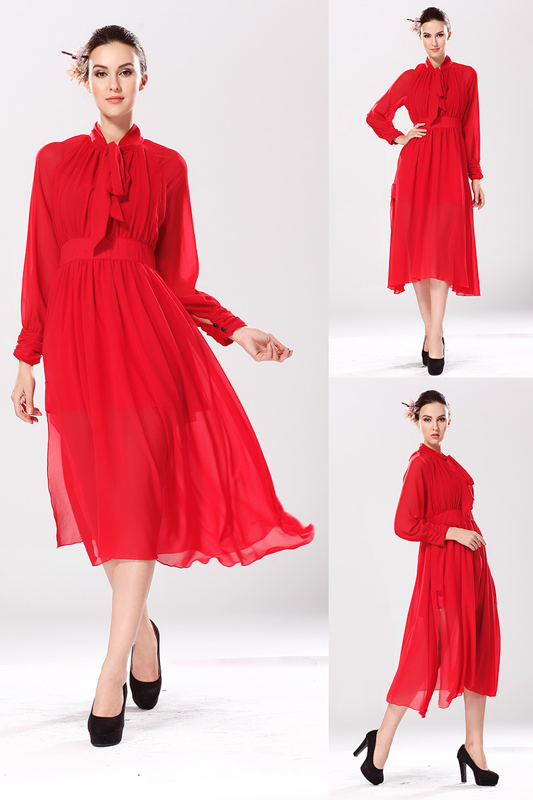 WD5092 Stylish Chiffon Dress Red