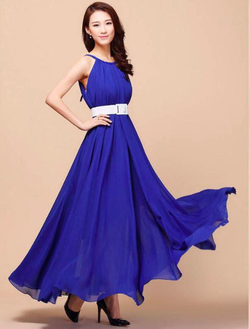 WD5469 Elegant Long Dress Blue