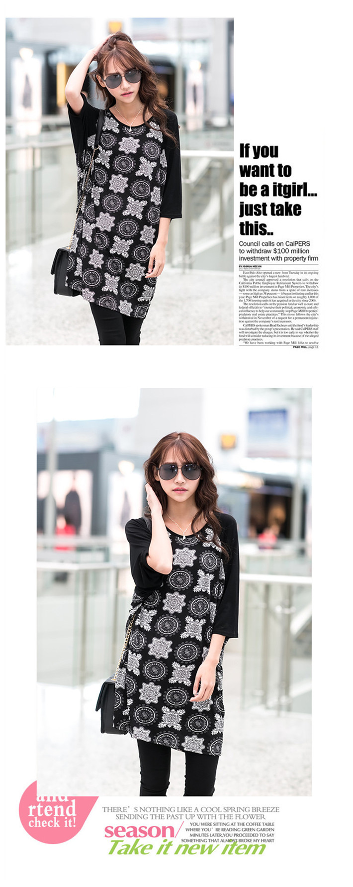 WT5804 Stylish Long Top Black