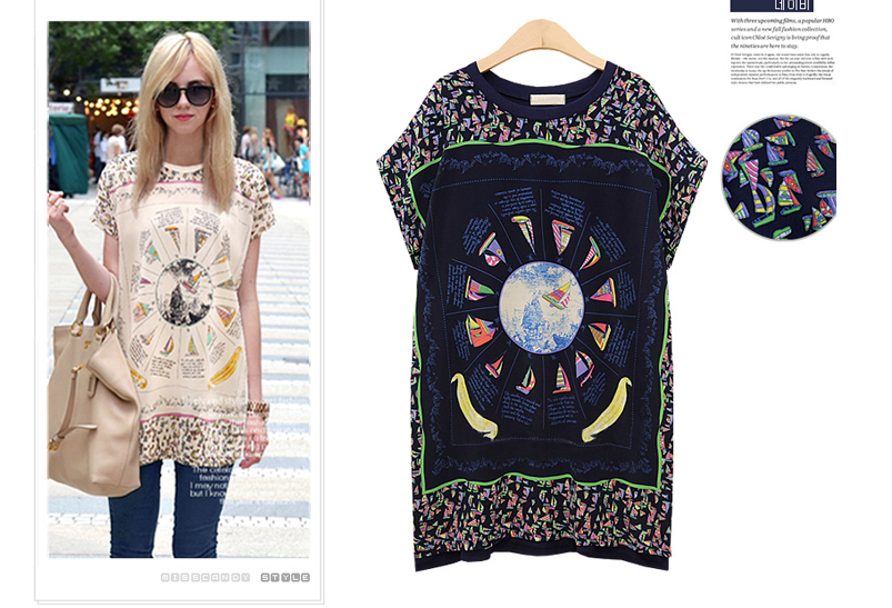 WT5814 Europe Fashion Long Top Dark Blue