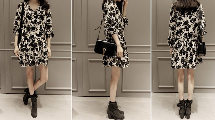 WD5875 Floral Dress As Picture