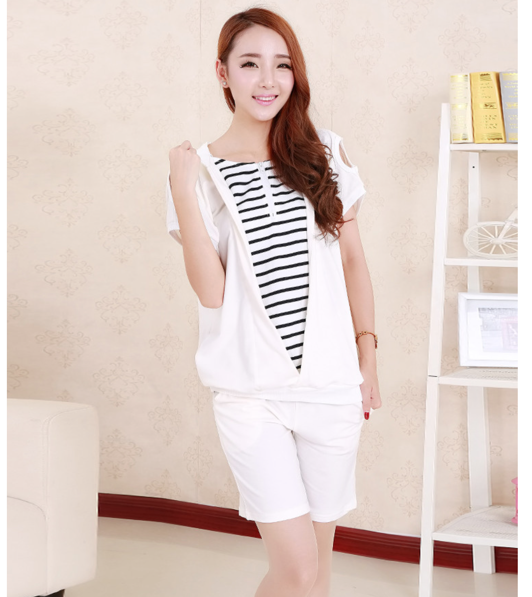 WT5888 Maternity Top and Pant White (1 Set)