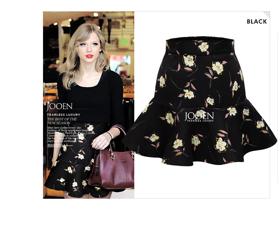 WP5909 Pretty Floral Skirt Black
