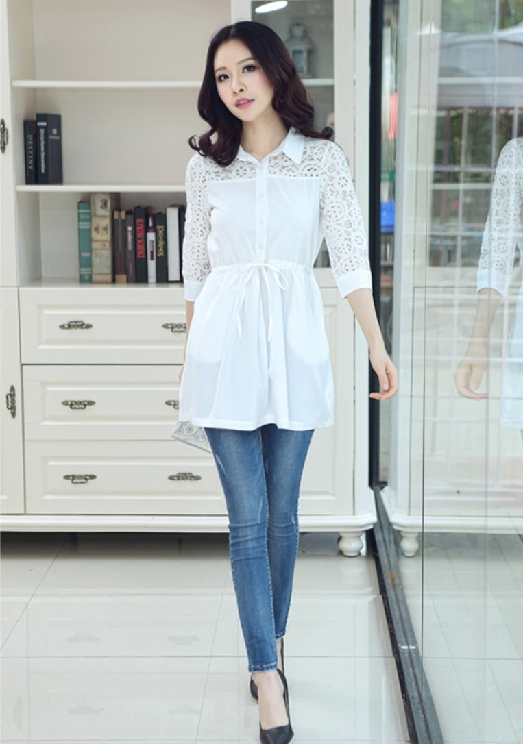 WT6053 Stylish Long Top White