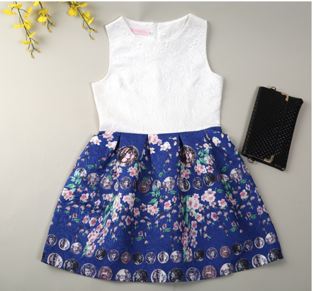 WD6063 Fashion One Piece Dress Blue