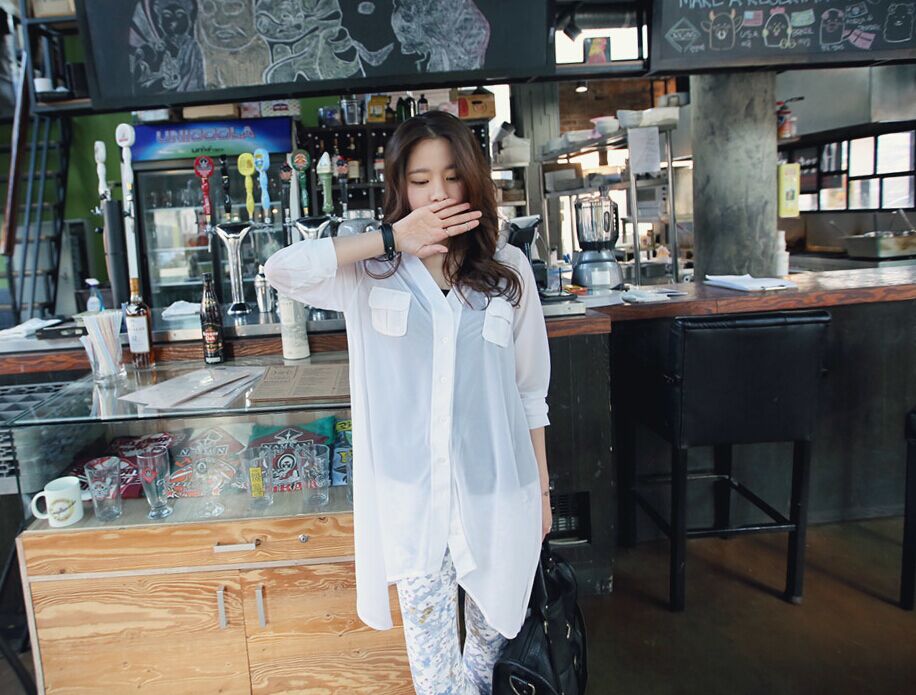 WT6146 Fashion Long Top White