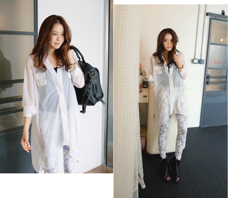 WT6146 Fashion Long Top White