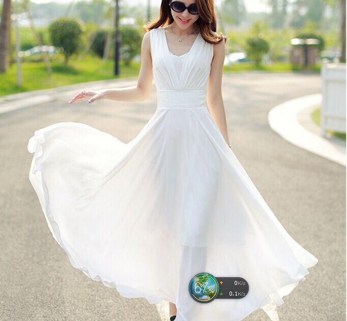 WD6155 Elegant Chiffon Dress White