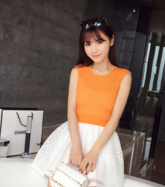 WT6266 Fashion Sleeveless Top Orange