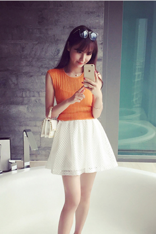 WT6266 Fashion Sleeveless Top Orange