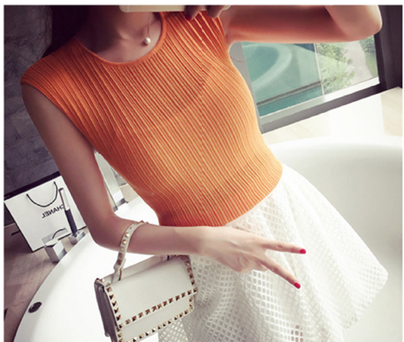 WT6266 Fashion Sleeveless Top Orange