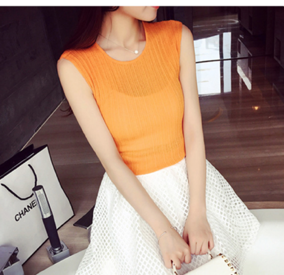 WT6266 Fashion Sleeveless Top Orange