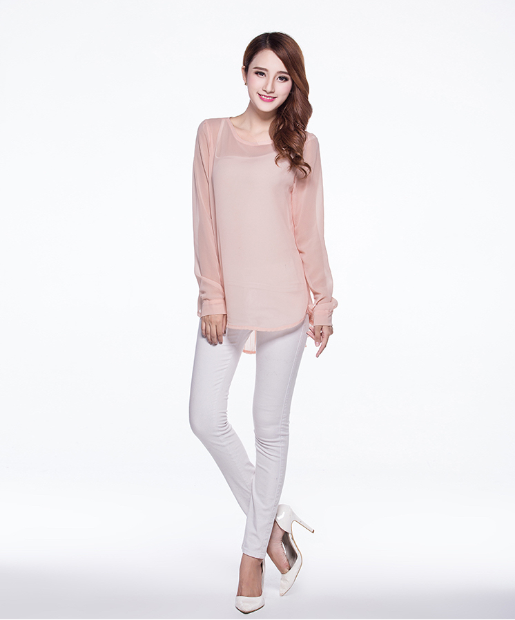 WT6473 Charming Chiffon Top Pink