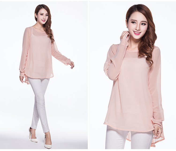 WT6473 Charming Chiffon Top Pink