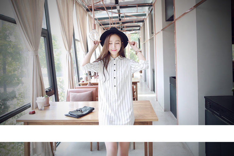 WD6631 Fashion Stripe Dress White