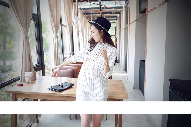 WD6631 Fashion Stripe Dress White