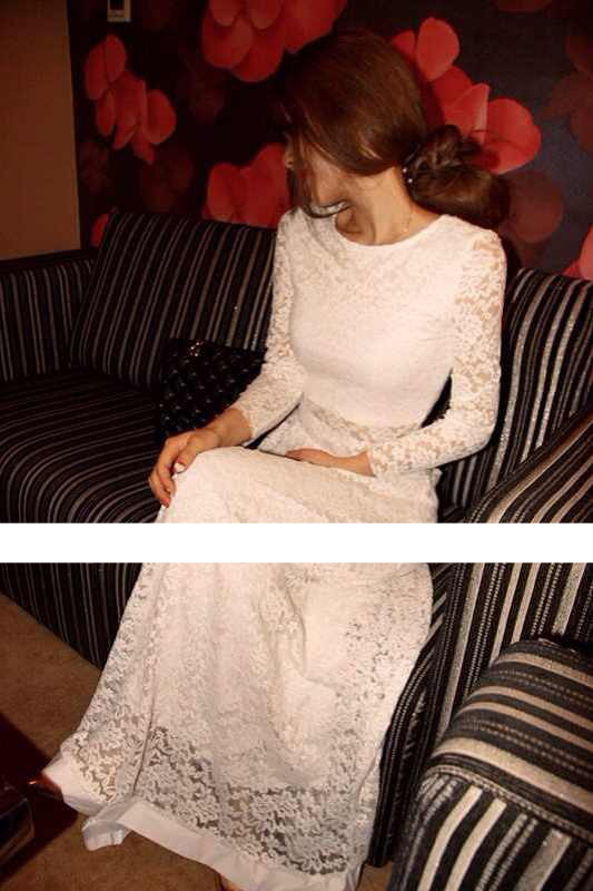 WT6729 Lace Top and Skirt White (1 Set)