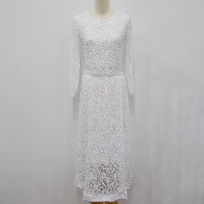 WT6729 Lace Top and Skirt White (1 Set)