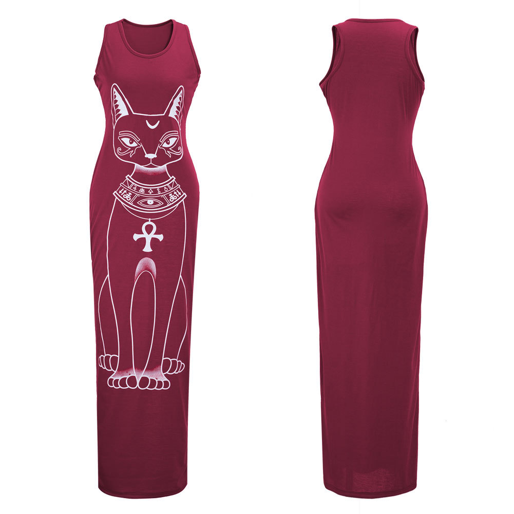 WD6798 Stylish Sleeveless Dress Maroon