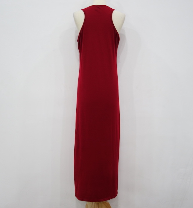 WD6798 Stylish Sleeveless Dress Maroon