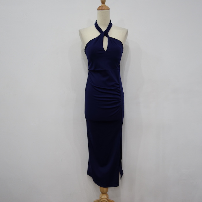 WD6856 Sexy Back Dress Dark Blue