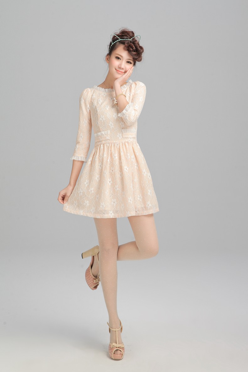 WD6875 Sweet Lace Dress Pink