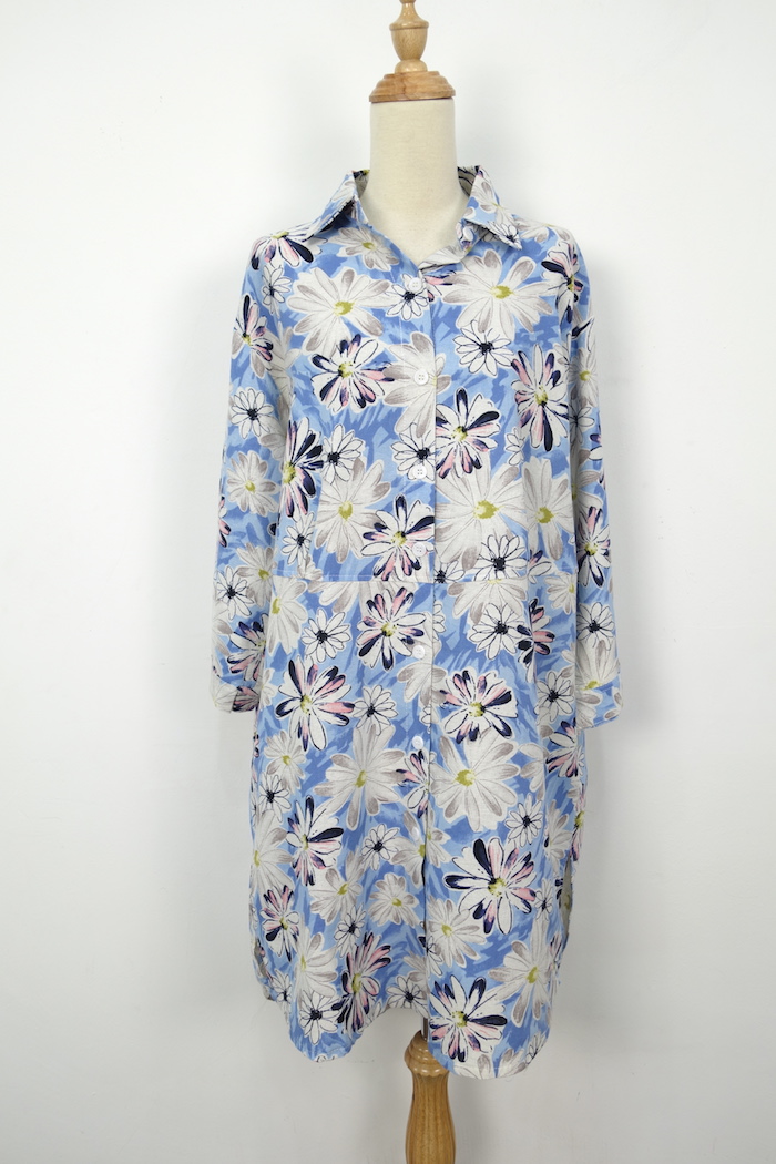 WD1156 Fashion Floral Dress Light Blue