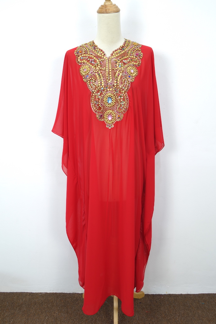 WH1158 Elegant Chiffon Jubah Red