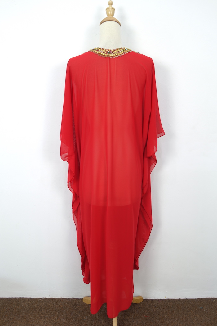 WH1158 Elegant Chiffon Jubah Red