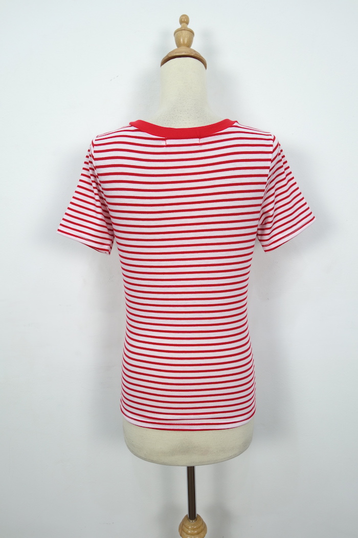 WT7127 Fashion Stripe Top Red
