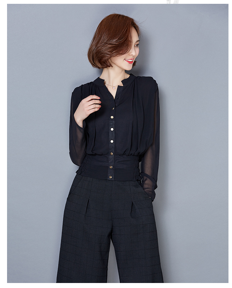 WT7237 Korea Chiffon Top Black