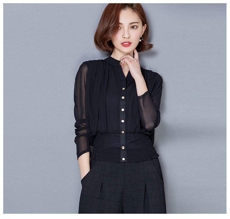 WT7237 Korea Chiffon Top Black
