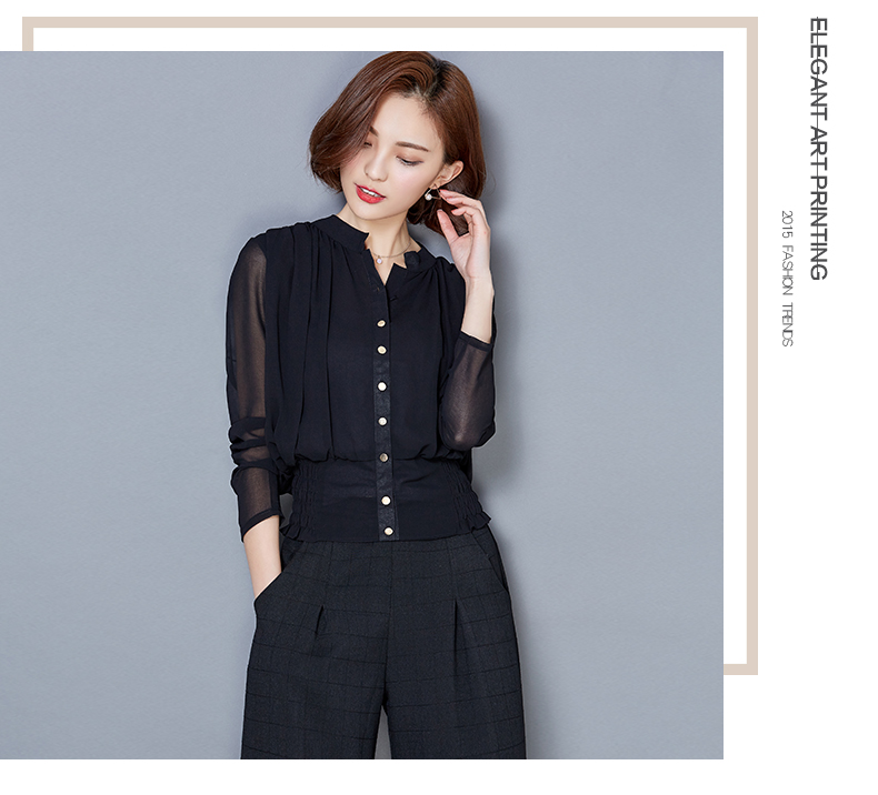 WT7237 Korea Chiffon Top Black