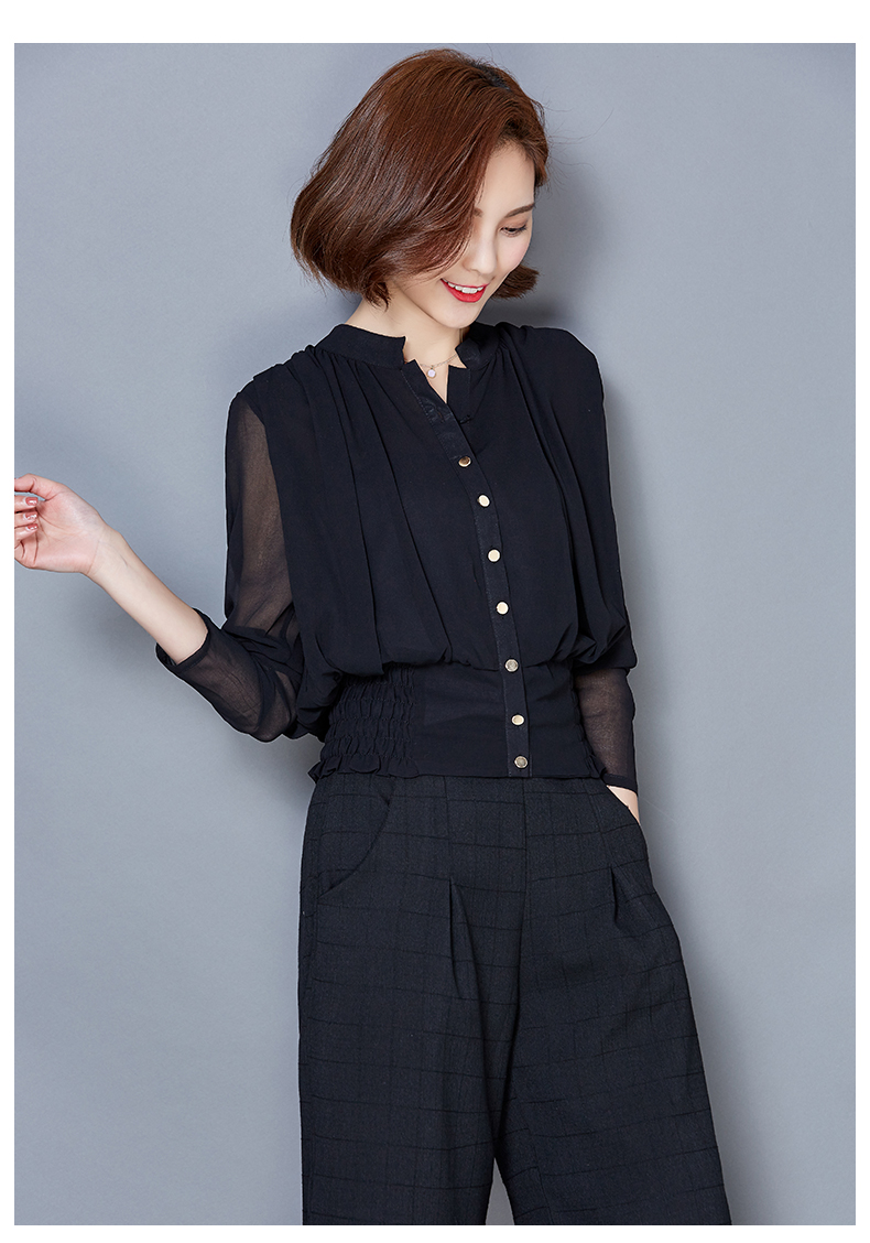 WT7237 Korea Chiffon Top Black