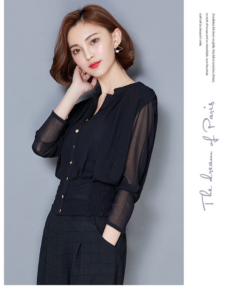 WT7237 Korea Chiffon Top Black