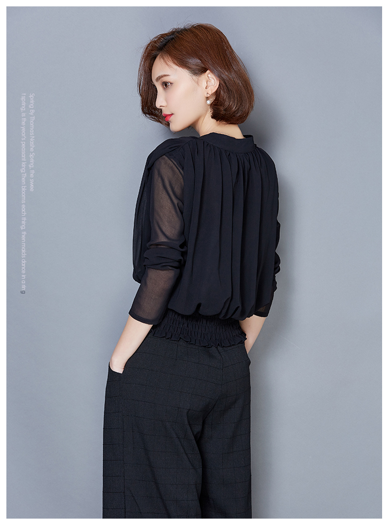 WT7237 Korea Chiffon Top Black