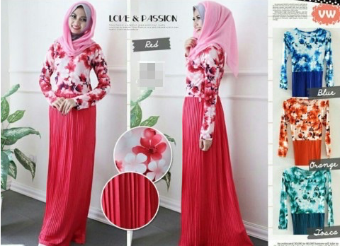 WH1161 One Piece Floral Jubah Orange