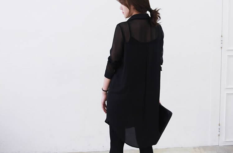 WD7282 Fashion Chiffon Dress Black