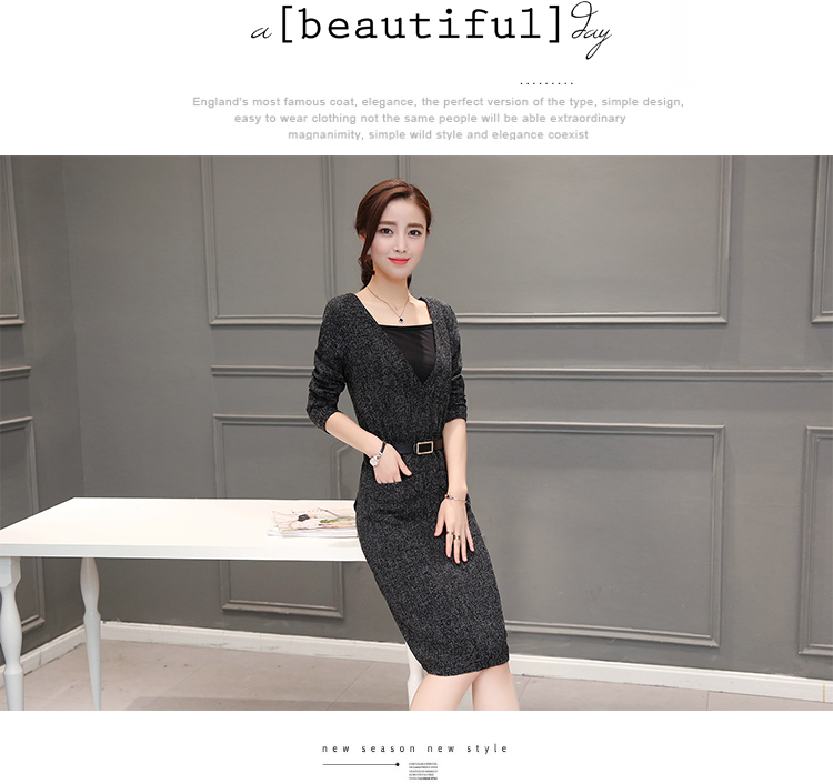 WD7312 Elegant Two Pieces Dress Grey