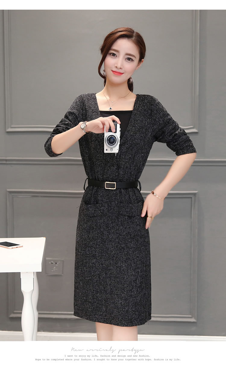 WD7312 Elegant Two Pieces Dress Grey
