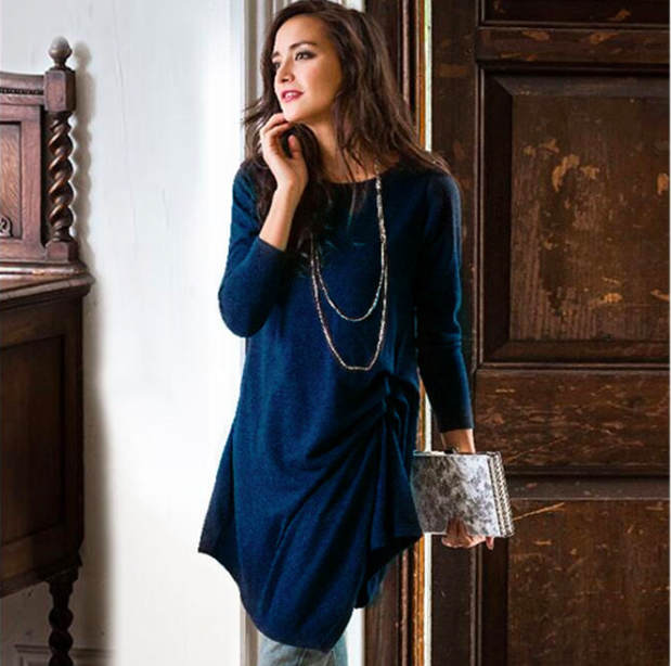 WD7325 Stylish Dress Dark Blue