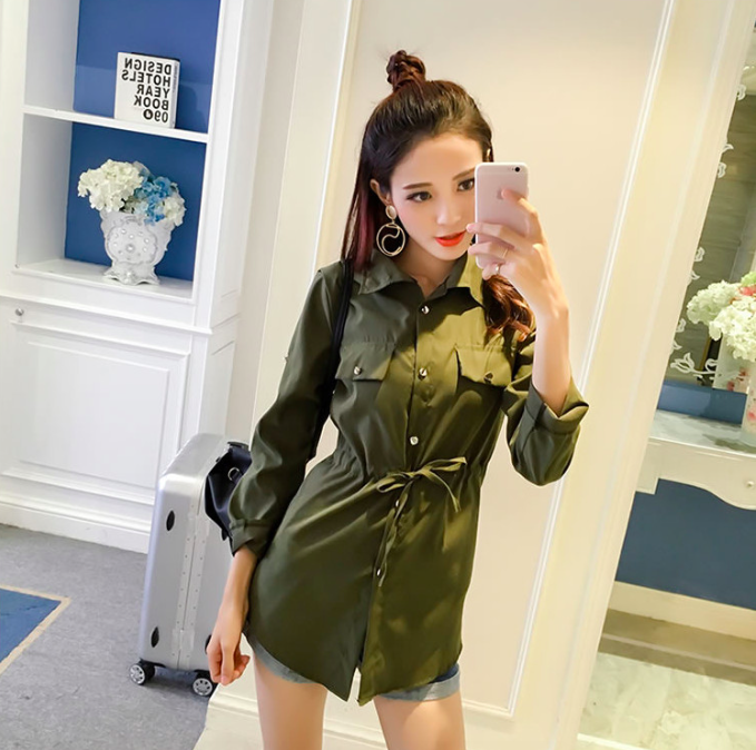 WT7339 Fashion Top Army Green