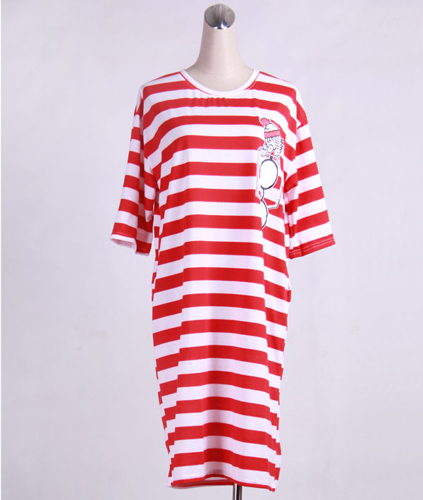 WD7361 Fashion Stripe Dress Red