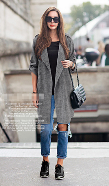 WJ7395 Charming Long Jacket Grey