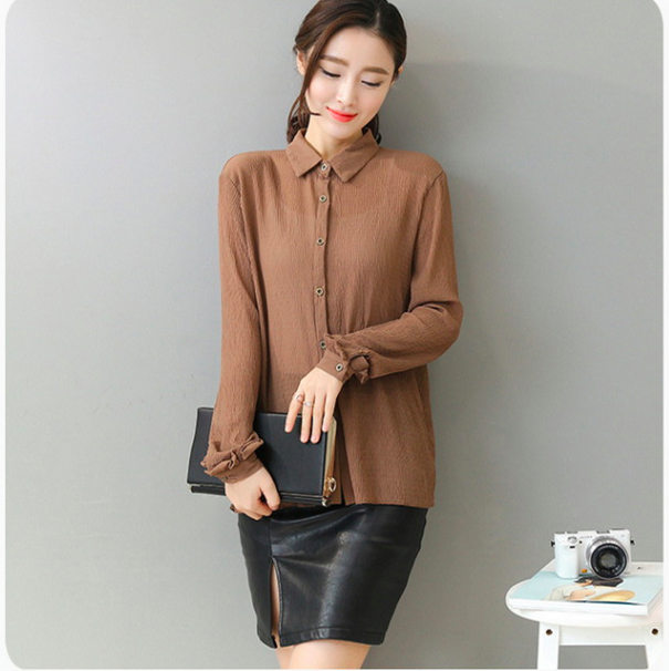 WT7470 Korea Fashion Top Brown