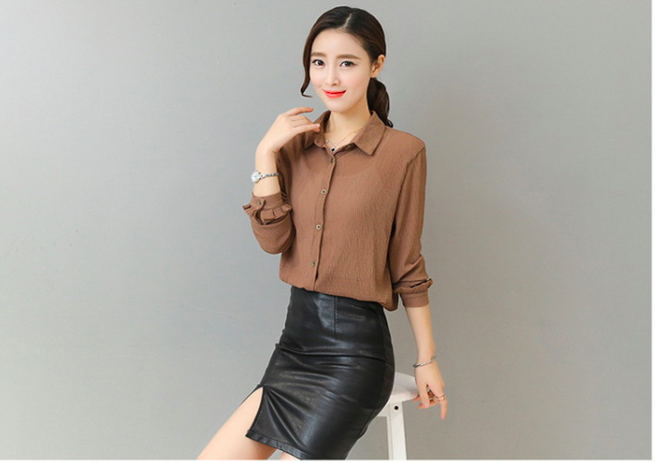 WT7470 Korea Fashion Top Brown