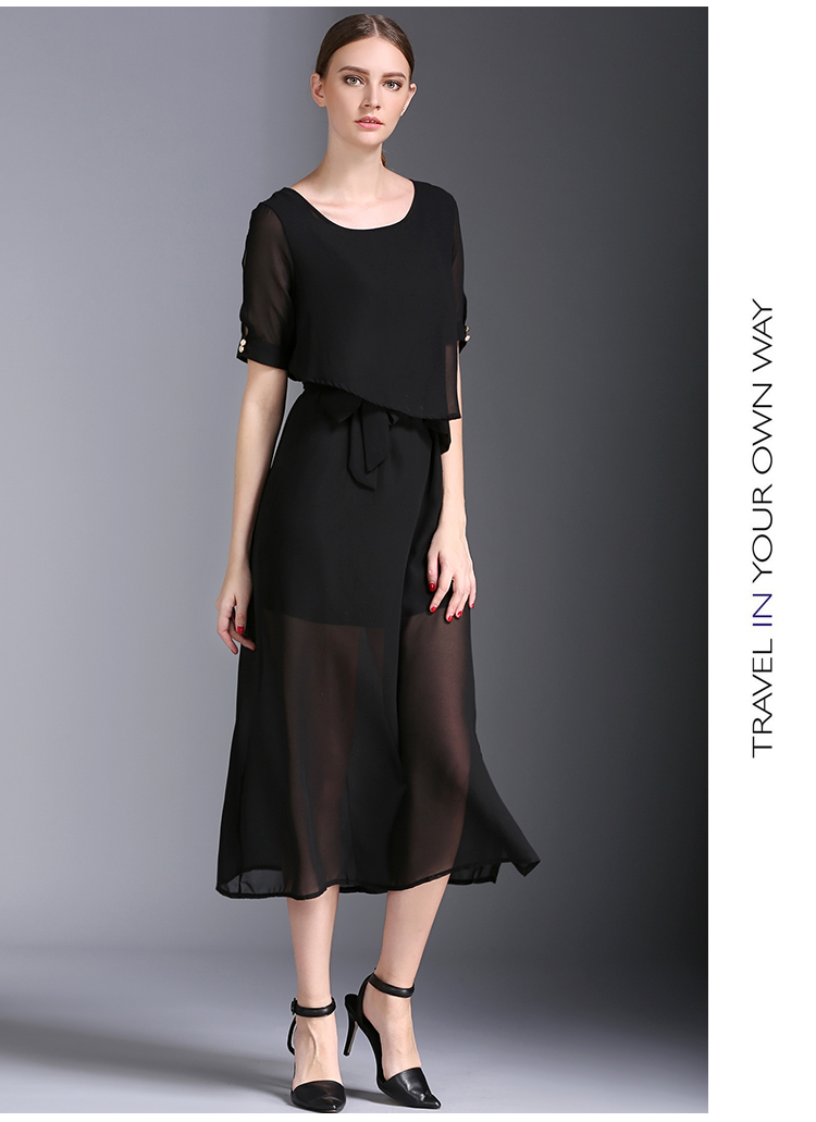 WD7518 Europe Fashion Dress Black