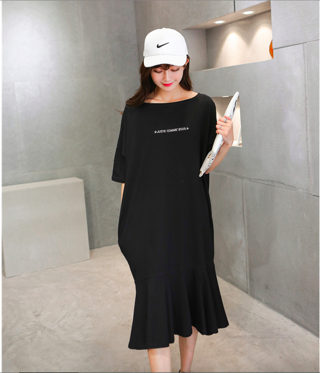 WD7555 Fashion Casual Dress Black