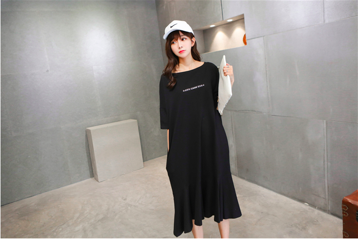 WD7555 Fashion Casual Dress Black
